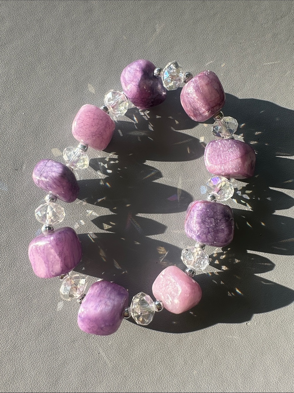 Handcrafted Purple Kunzite Stone Stretch Bracelet